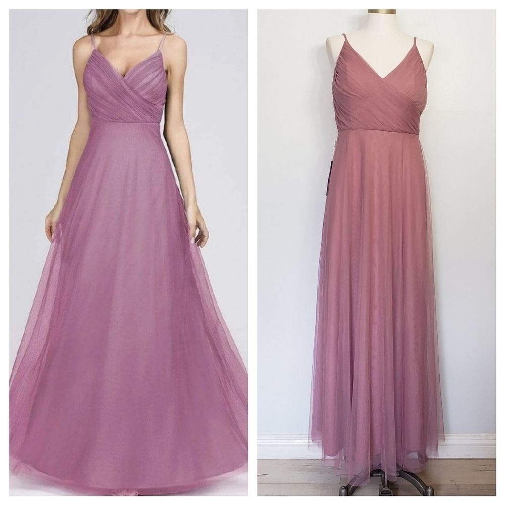 EVER PRETTY 7369 purple orchid spaghetti straps v neck tulle maxi dress 12